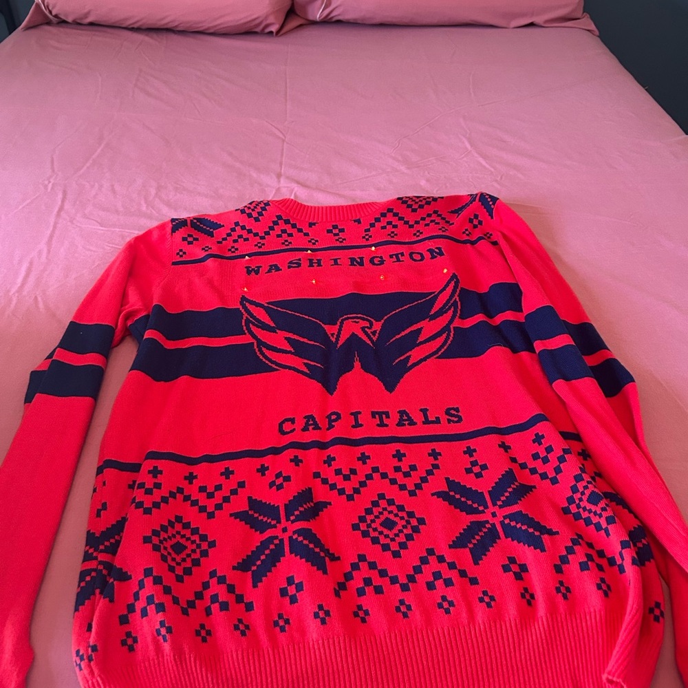 NHL Washington Capitals Red and Blue Crew Neck Sweater light up